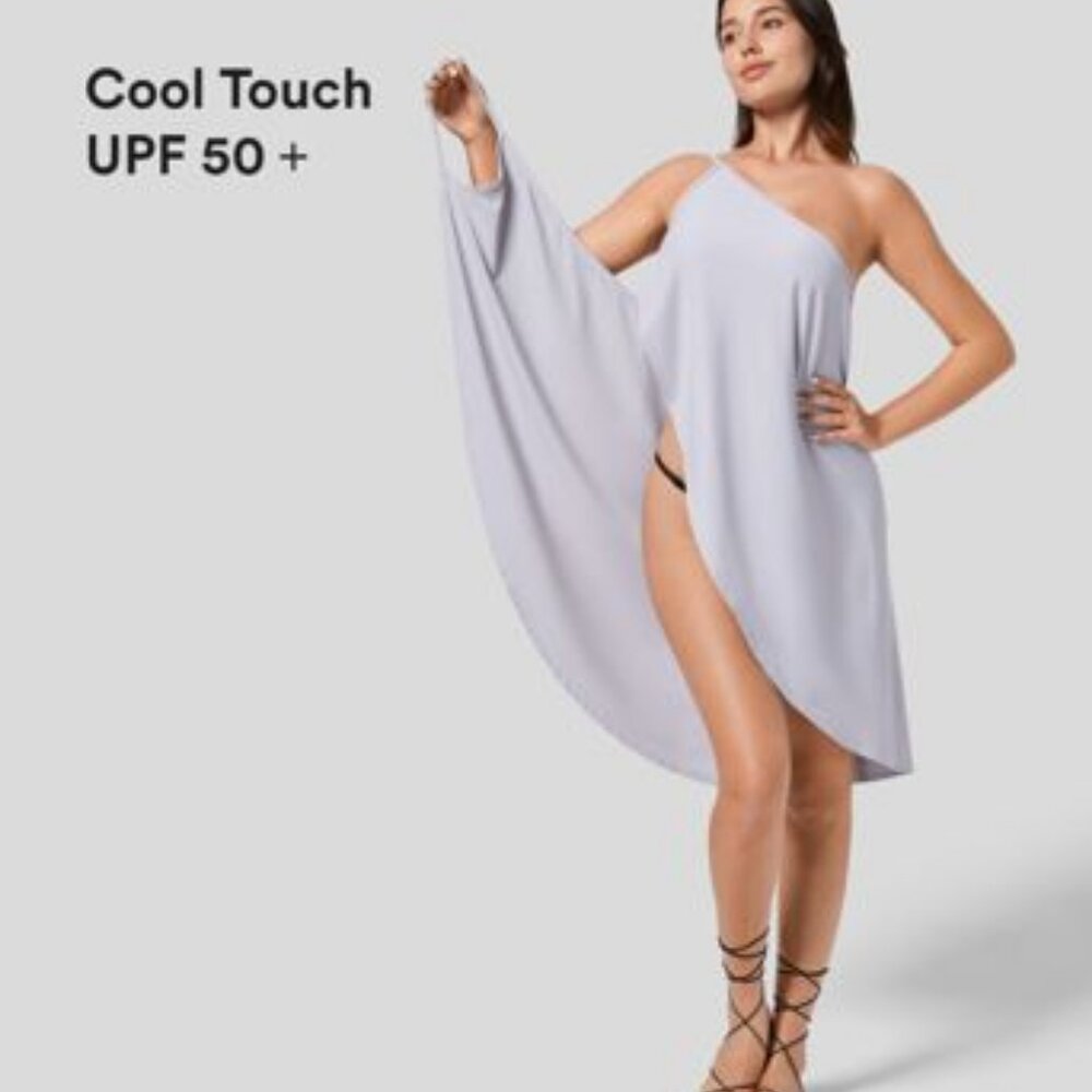 HALARA One-Shoulder Swim Coverup in Light Gray